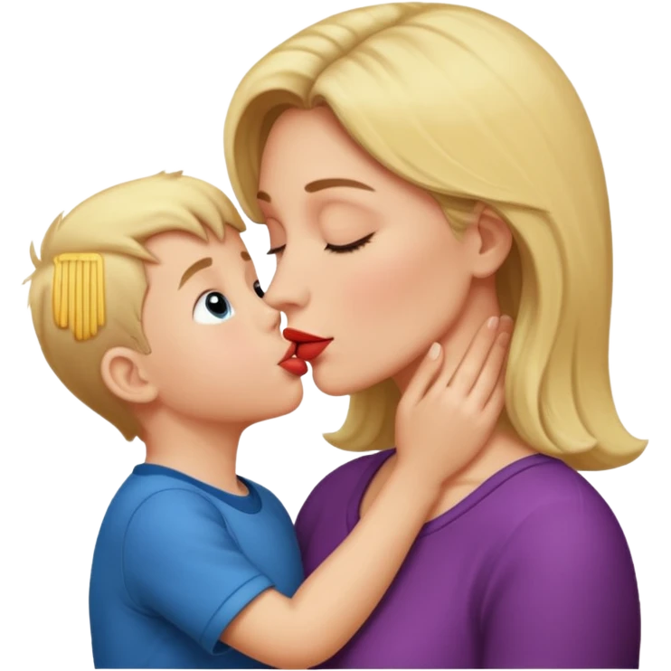 mom kiss son on lips emoji