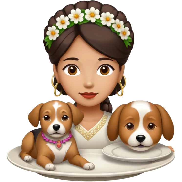filipino woman with dog on plate emoji