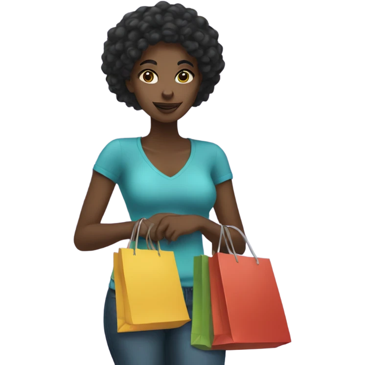 Black girl holding shopping bags emoji