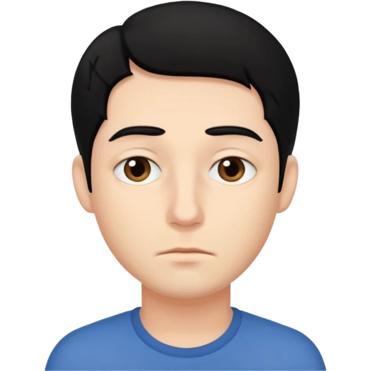 man with tired eyes black hair emoji