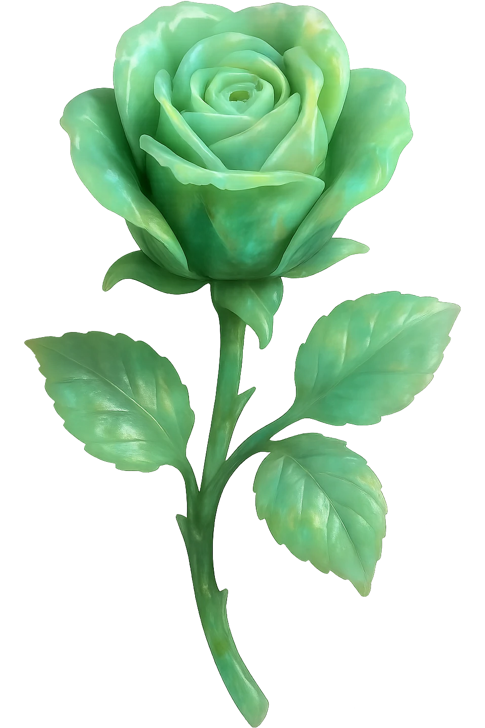 green Opal crystal rose flower, remove background emoji