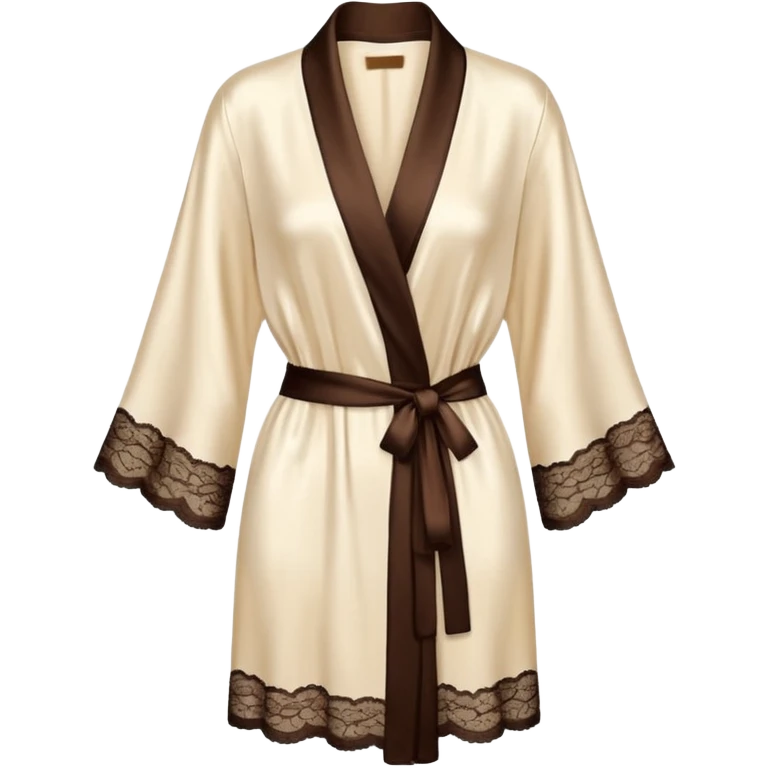 Cream and dark brown silk lace robe emoji