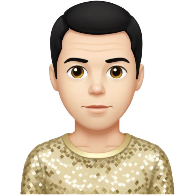 Steve O from Jackass with black hair, cream sequin outfit emoji