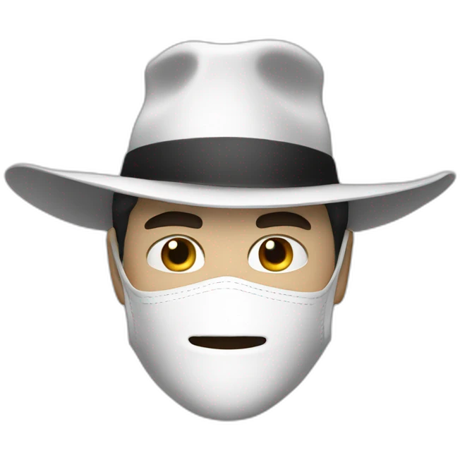 A man wearing a white mask with a pointy long white hat emoji