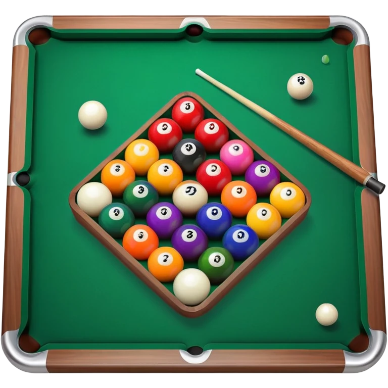 billiards pool table with cue ball and colorful balls emoji