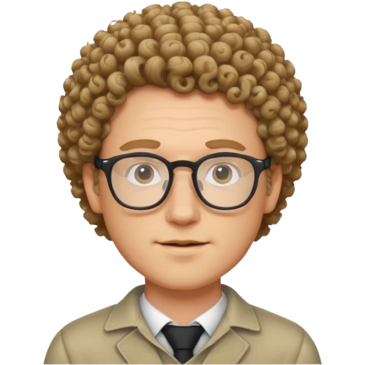 Hombre blanco con rizos y lentes emoji