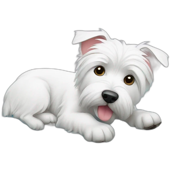 westie durmiendo sobre cama emoji