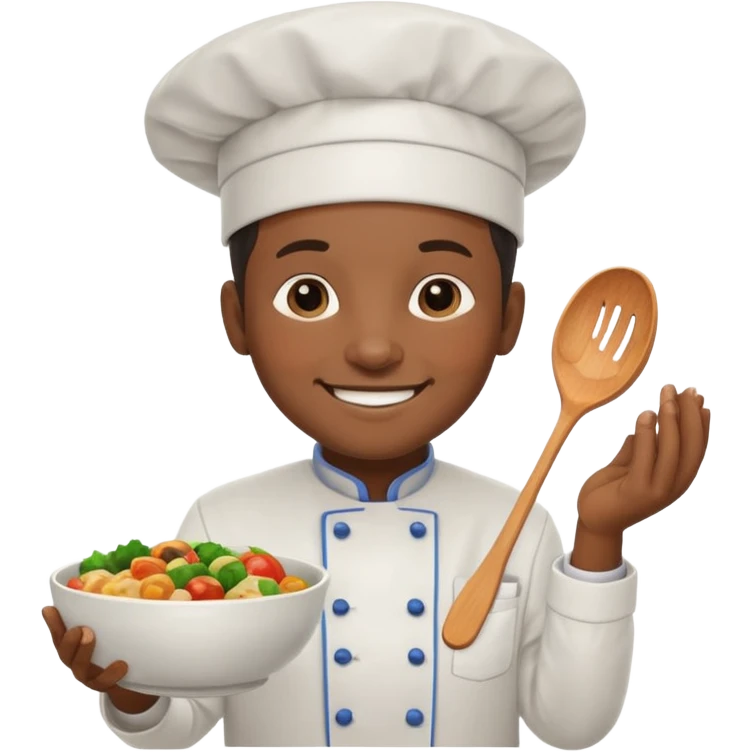  black Chef Holding Bowl emoji