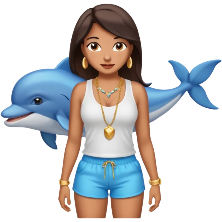 a big chested, big butt latina in a tank top and dolphin shorts emoji