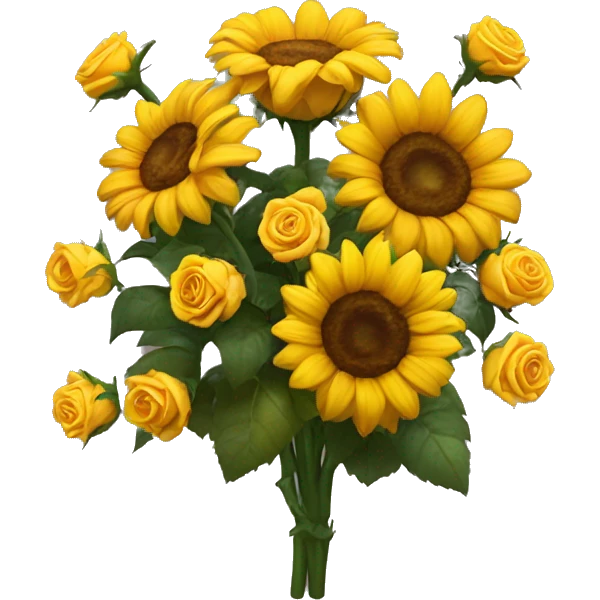 Ramo de rosas y girasoles  emoji