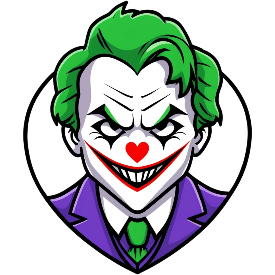 The Joker villain with a heart frame surrounding him emoji