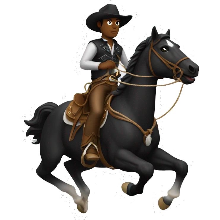 Black Cowboy riding horse lasso emoji