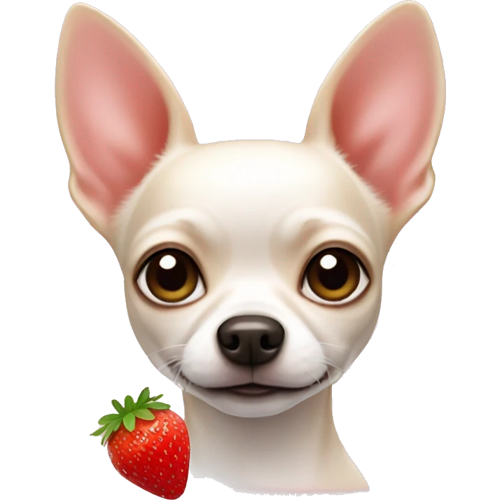 White Chihuahua with strawberry emoji