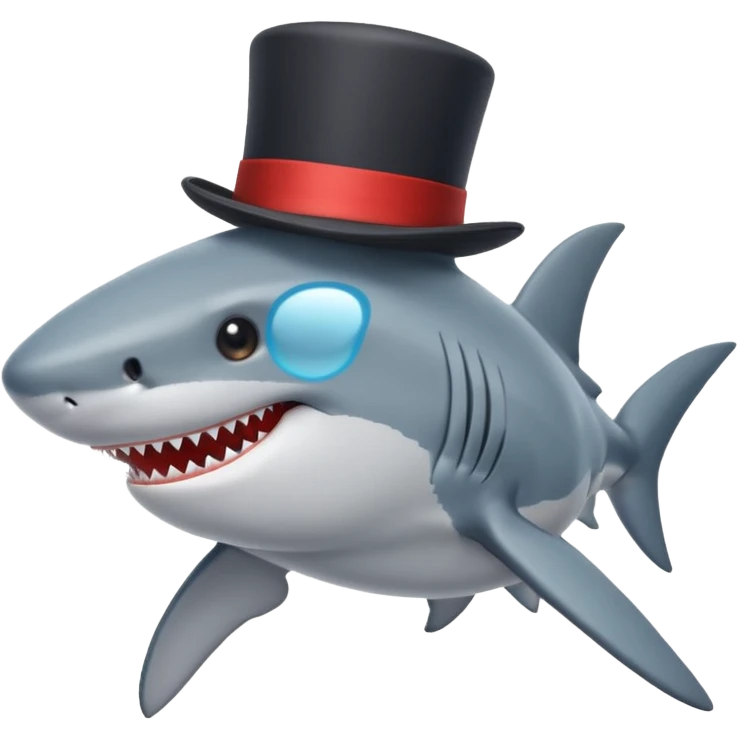 Shark with a top hat emoji