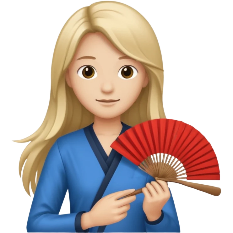 long haired folding fan holder emoji