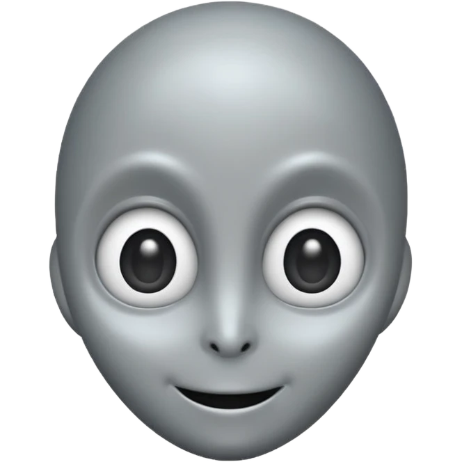 Classic grey alien, elongated head, cute cartoon emoji, no background emoji