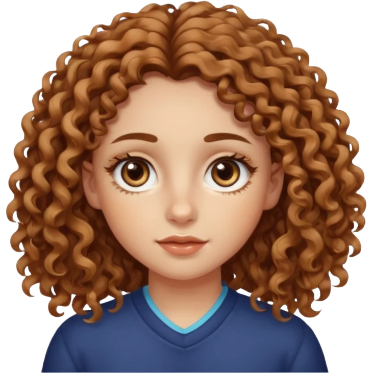 girl with wavy curly hair, almond shaped eyes, birthmark near her eye emoji