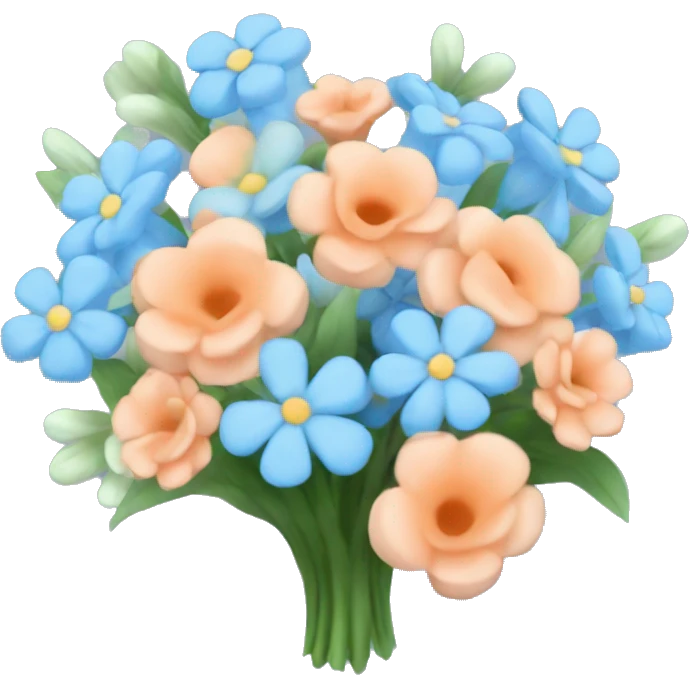 bouquet of peach colored and baby blue flowers  emoji