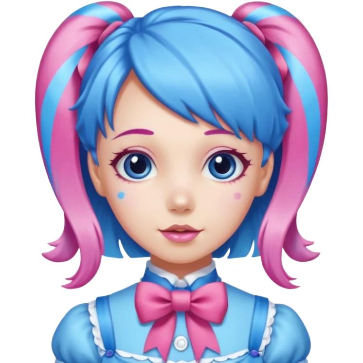 candy girl from candyland long blue pink mixed candy hair with ribbon and  emoji