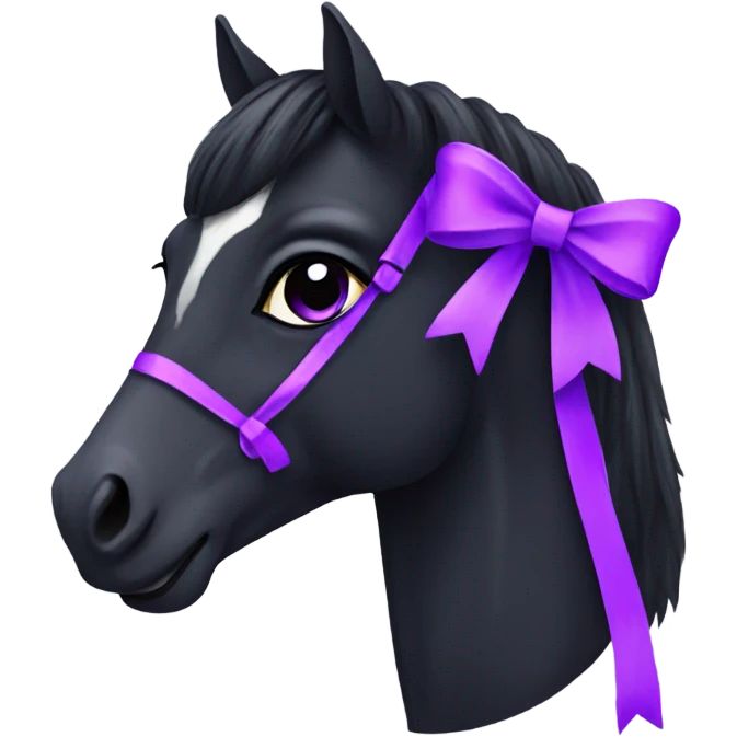 black horse with purple bow emoji