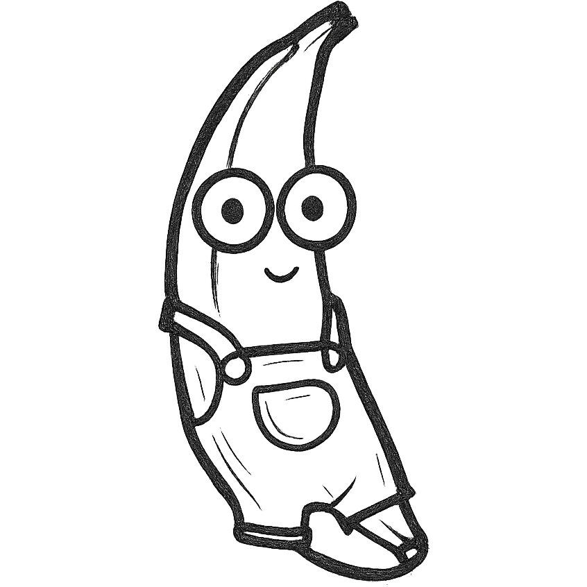 banana with eyes and blue jean overalls emoji