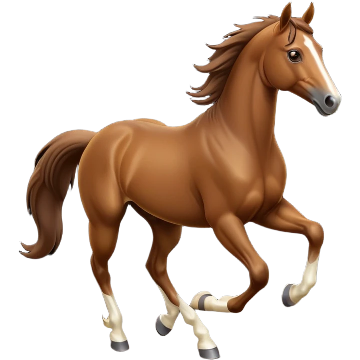 cinematic-[brown horse]-realistic-full-body-galopping-emoji,-tail-flicking-lazily,-head-tilted-dramatically,-sleek-[brown]-coat,-simplified-yet-realistic-focused-features,-highly-detailed,-glowing-with-an-almost-sarcastic-glow emoji