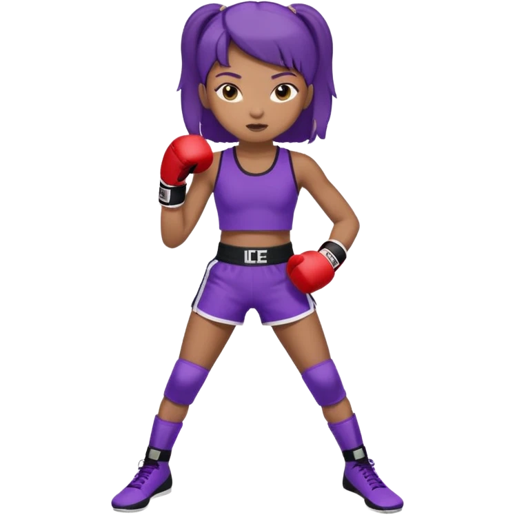 now make a girl whose black in purple kickboxin emoji