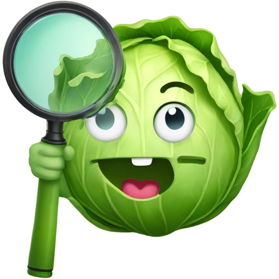 happy cabbage hold magnifying glass emoji