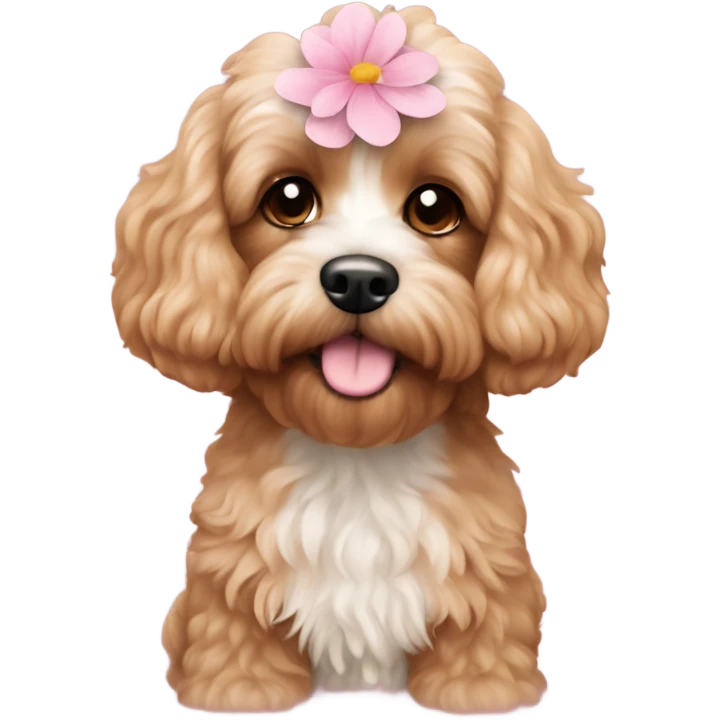  Cavapoo with light pink flower  emoji