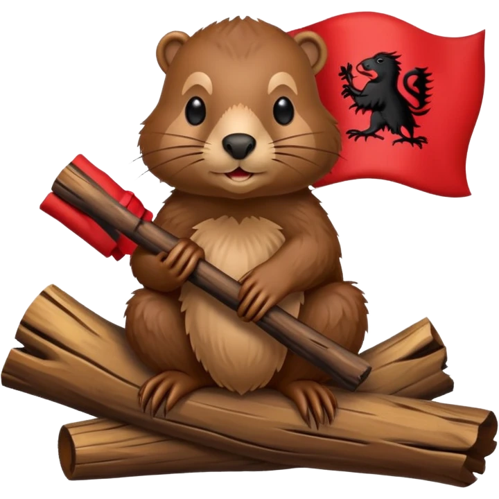 albanian flag with beaver on it emoji