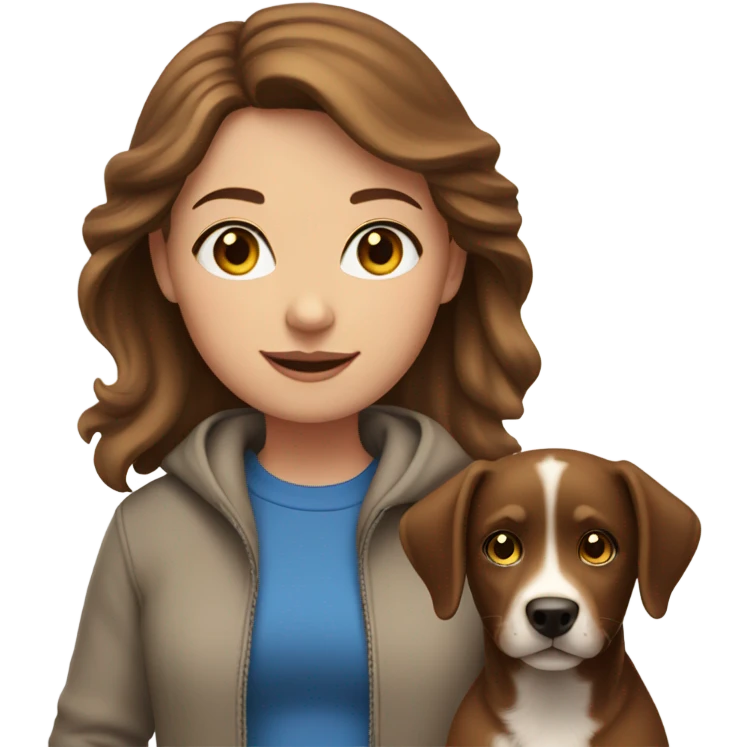 Brown hair light skin girl with blue eyes walking dogs emoji