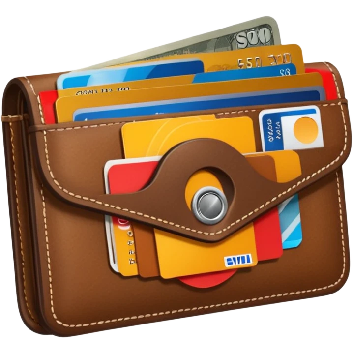 portefeuille marron avec billet et carte bancaire emoji