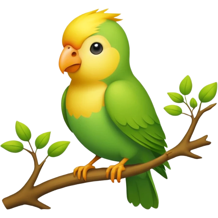 A love bird with color green and his head yellow emoji