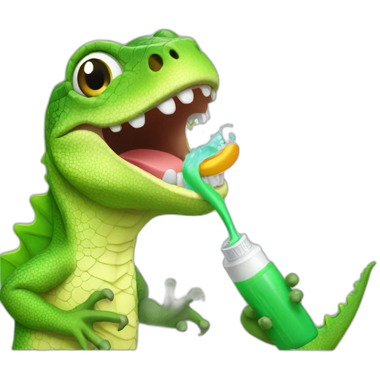 lezard brushing its teeth emoji