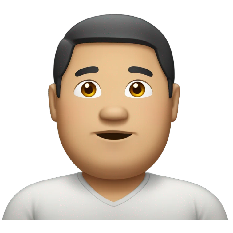 Fat Asian man with middle part  emoji