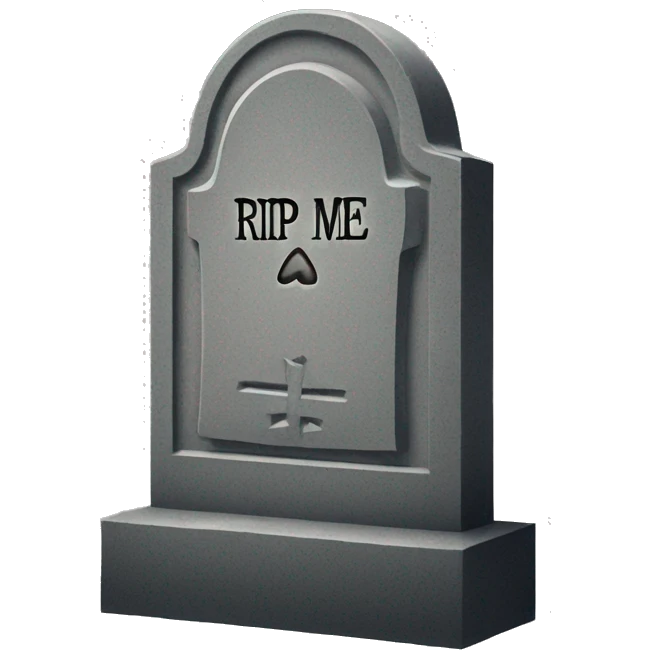 Gravestone that says “RIP ME” emoji