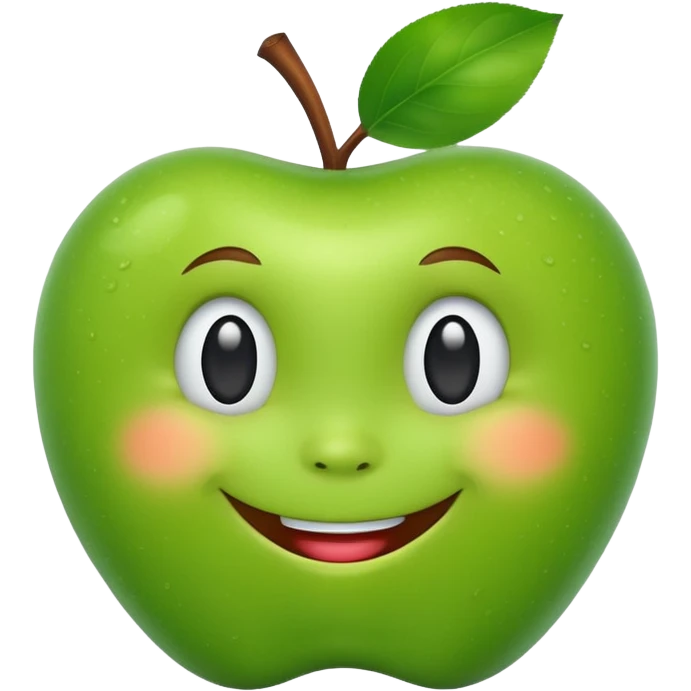 create a happy green apple with a face emoji