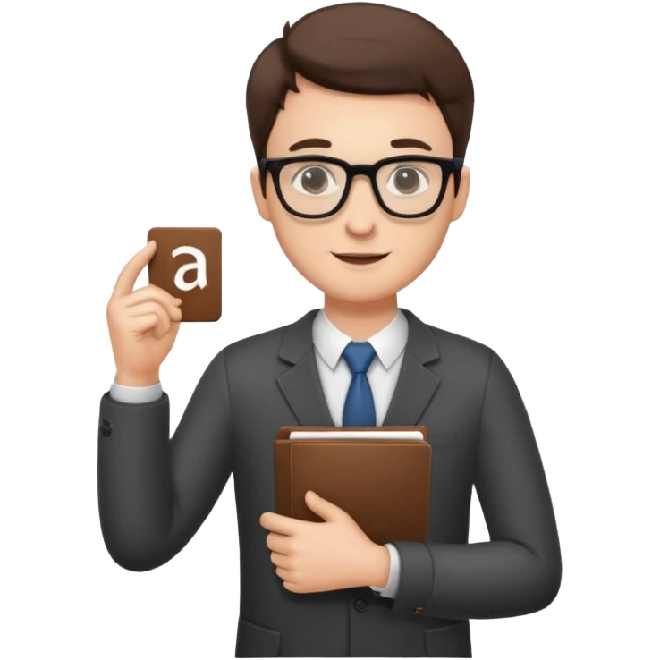 confident man with glasses showing a pitch deck emoji
