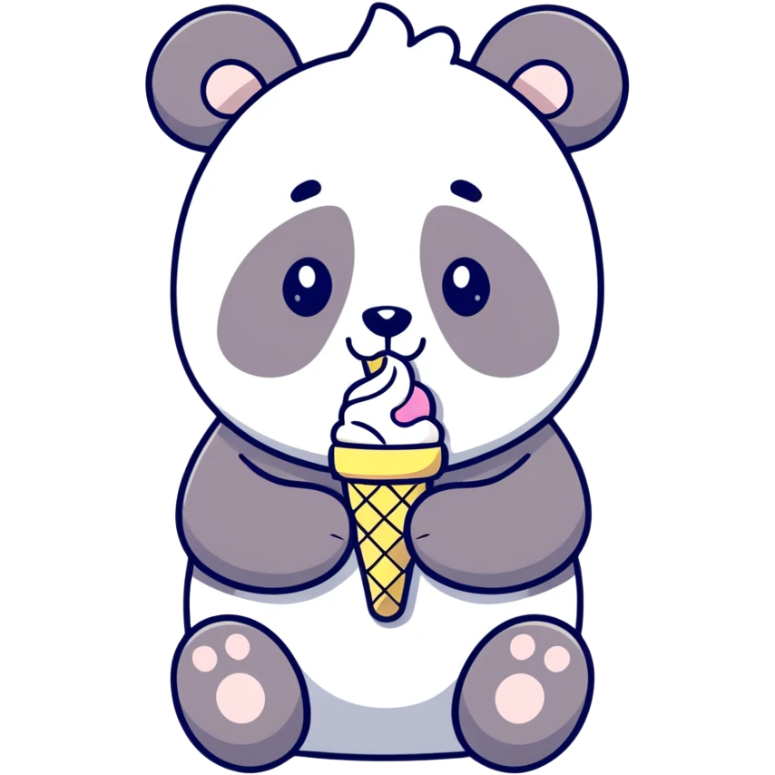 Panda eating ice cream emoji