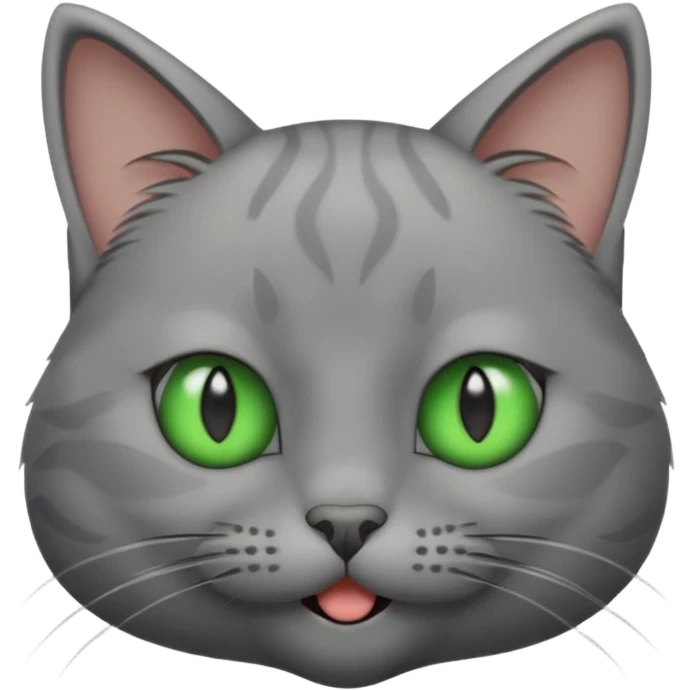 Gray cat with green eyes, wink ￼ emoji