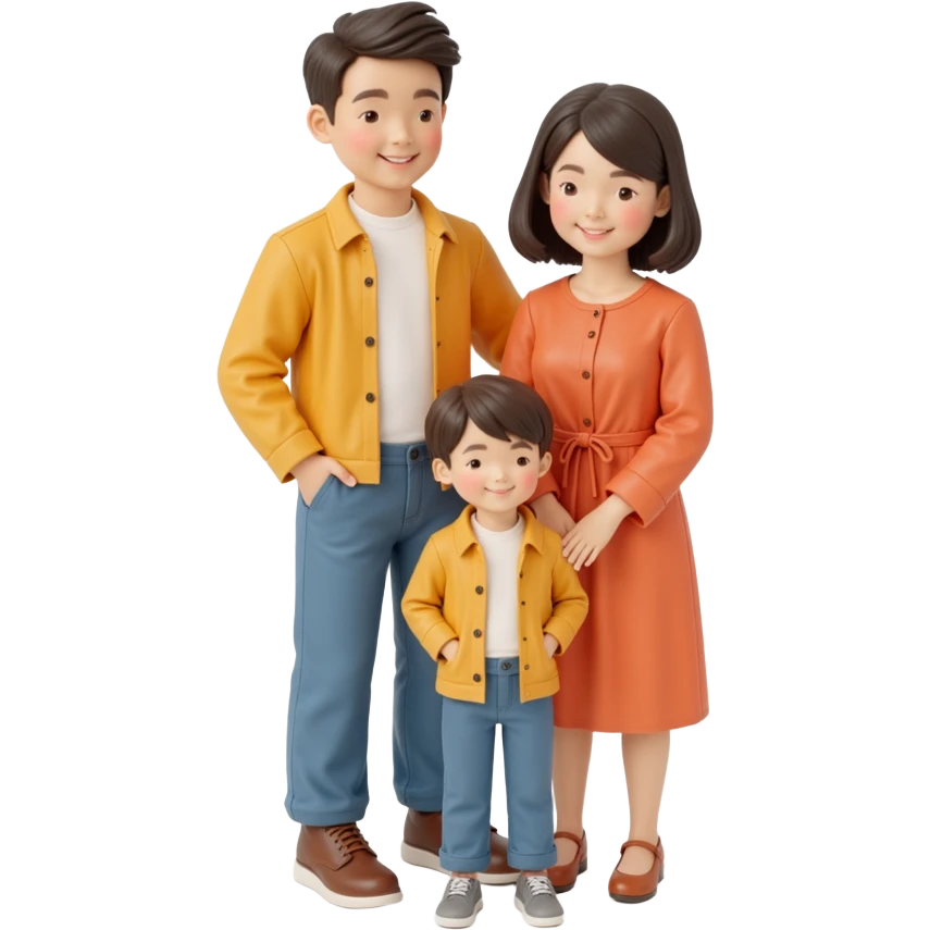 2d flat front view of a family of 3, dad, mom, child front center emoji