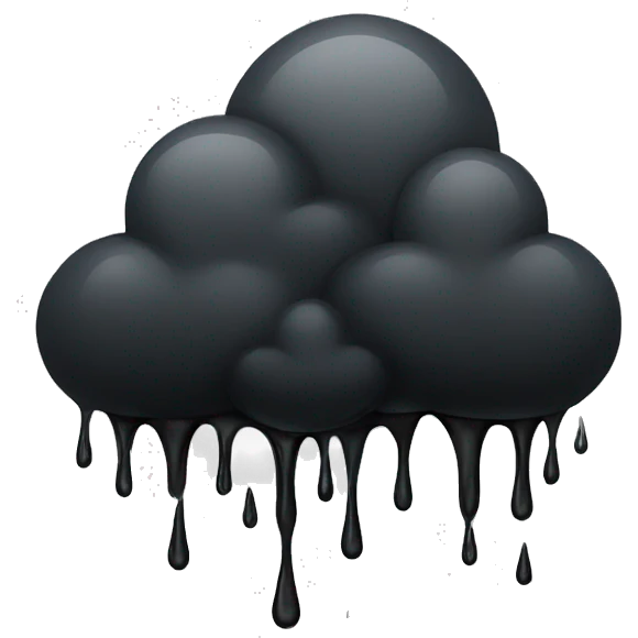 black clouds and black rain dripping down. Rain drops emoji