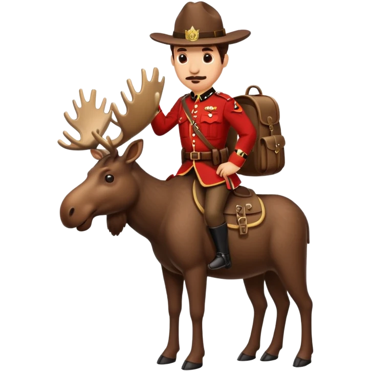 A moose with a mountie on the back emoji