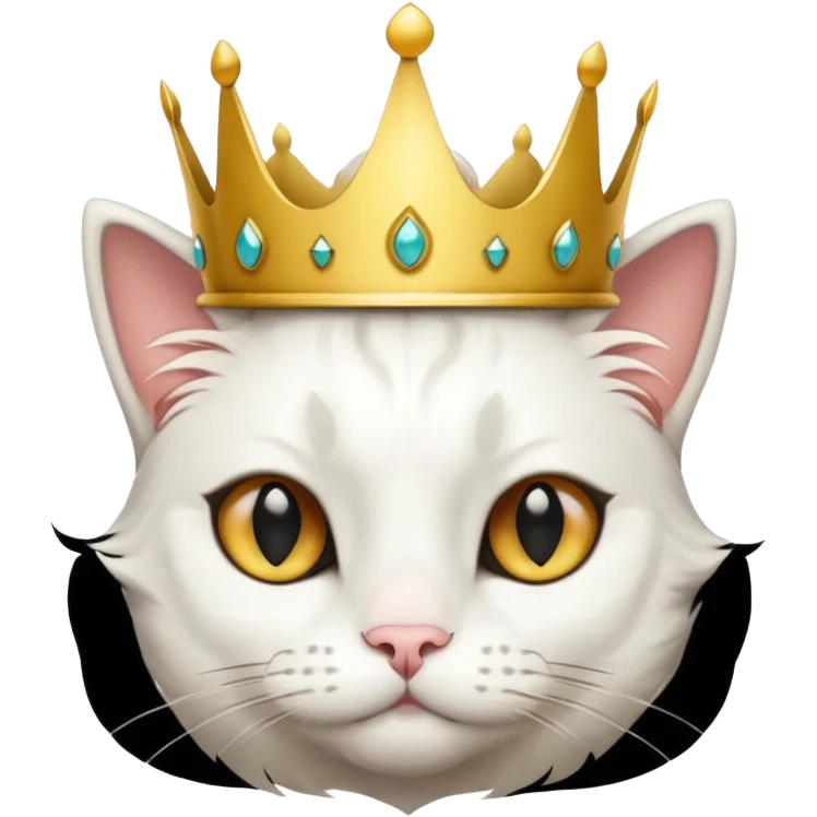 White cat with black spot over its eye that is a king emoji