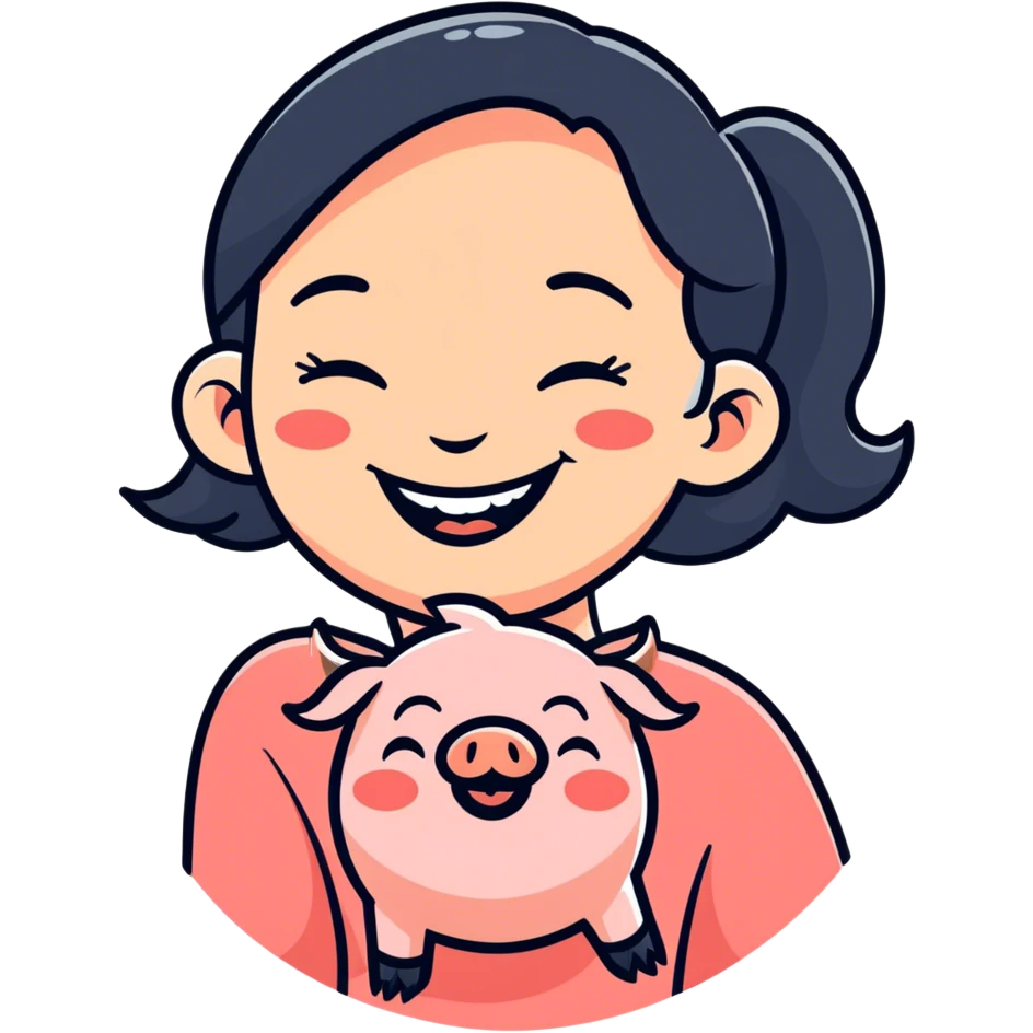 Laughing pig woman  emoji