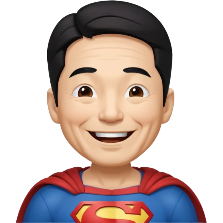 old Chinese dressed as Superman laughing with closed eyes emoji