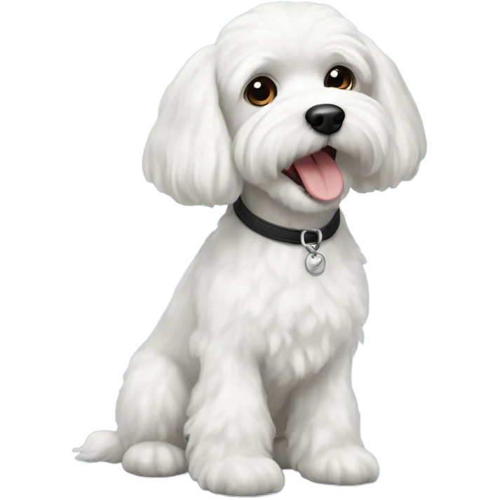 White Maltese with small black poodle emoji