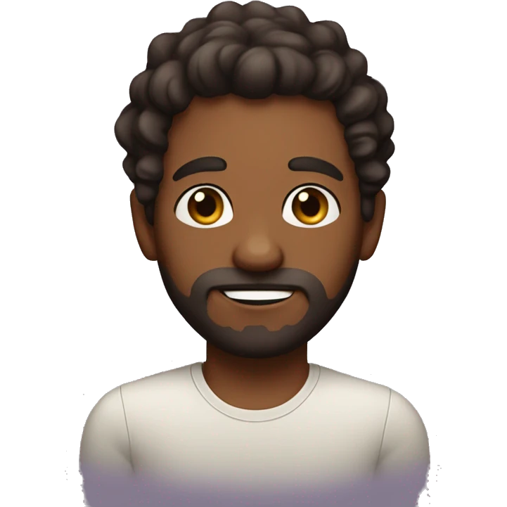 brown skin guy with a patchy beard and dark hair curls emoji