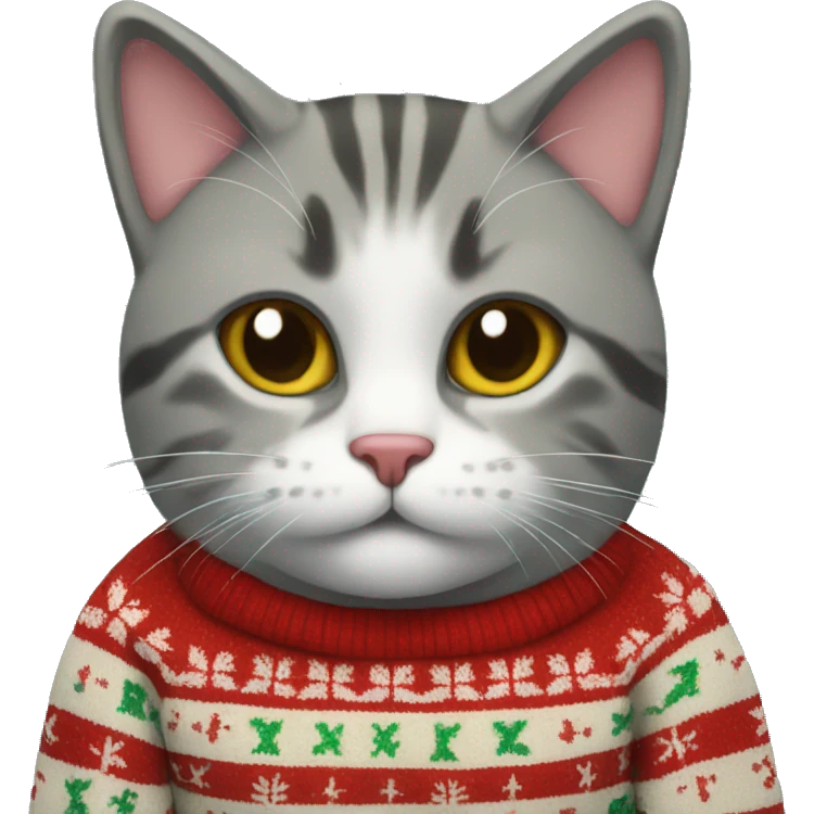 Cat in Christmas sweater emoji