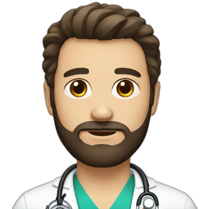 white doctor brown beard and short black hair on the head emoji